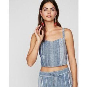 EXPRESS | Blue Striped Chambray Cropped Tank Top Sz S
